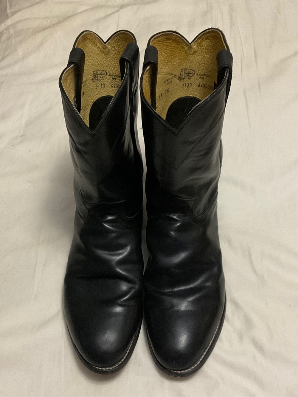 Justin Roper 3133 Boots Black Leather Western Boots 12 E3 Men’s
